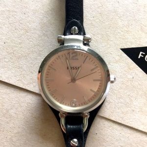 Fossil watch with leather band